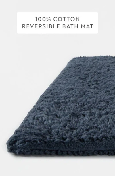 Homespun Reversible Cotton Bath Mat In Blue
