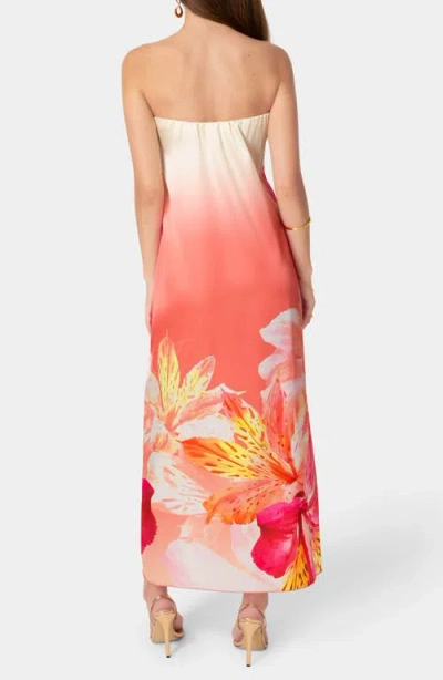 Bebe Strapless Satin Maxi Dress In Multi