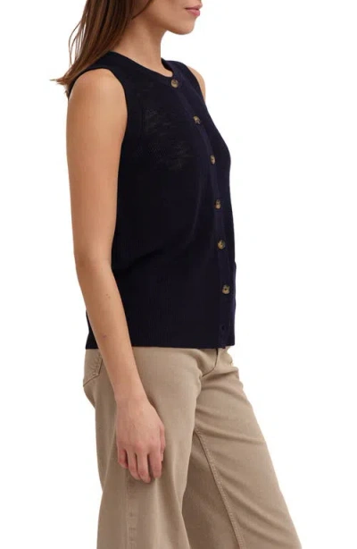 Cyrus Button Front Sleeveless Sweater In Black