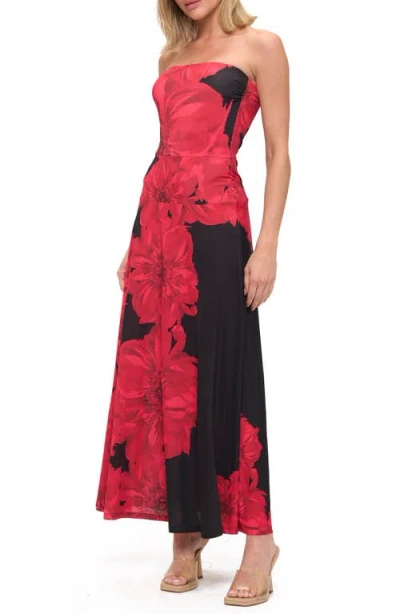 O.l. Printed Strapless Maxi Dress In Multi