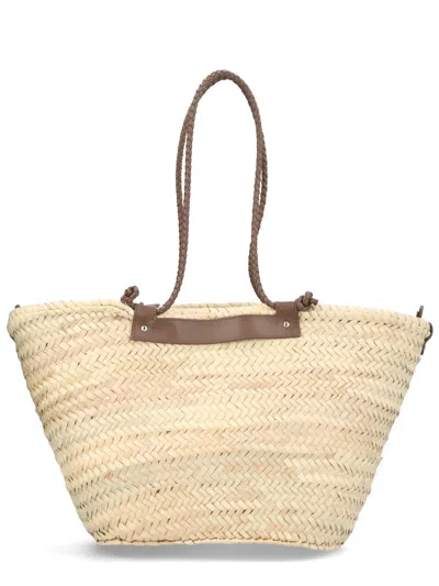 Castaã±er Shoulder Bag Campania Braided Handles Rectangular In Neutral