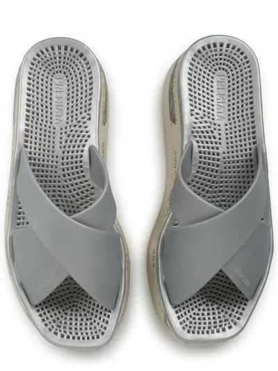 Premiata Silver Solid Moura Sandals In Gray