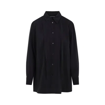 Lemaire Long Sleeves Shirt And Tie Detail In Black
