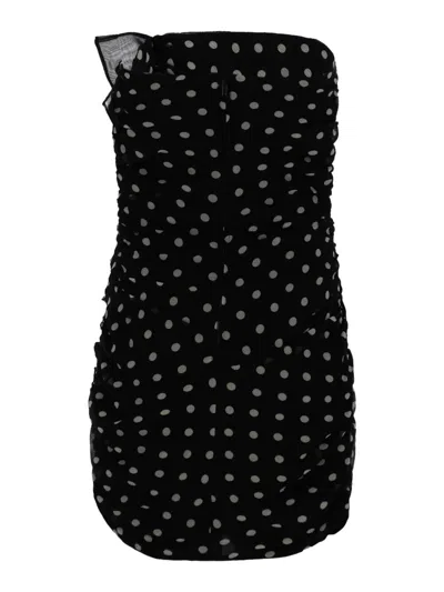 Nina Ricci Knee Length Strapless Dress With Ruffled Detailing In Black