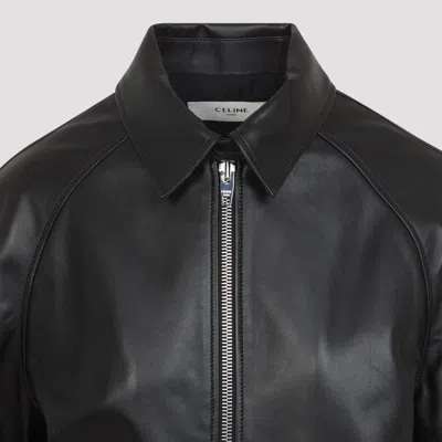 Celine Black Lamb Leather Jacket In Black