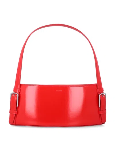 Coperni Cylindrical Structured Glossy Leather Shoulder Bag In Red