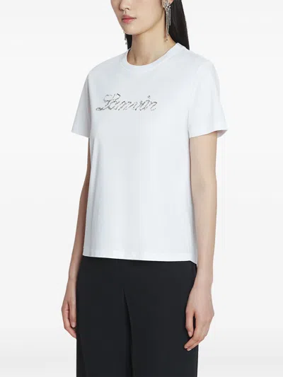 Lanvin White Embroidered Script Logo Sequin T-shirt In White