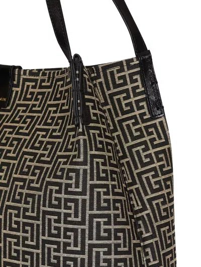 Balmain White Leather Totes Large Open