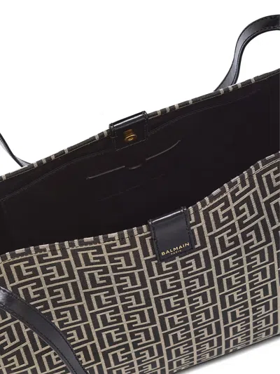 Balmain White Leather Totes Large Open