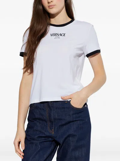 Versace Tshirt With Logo In White