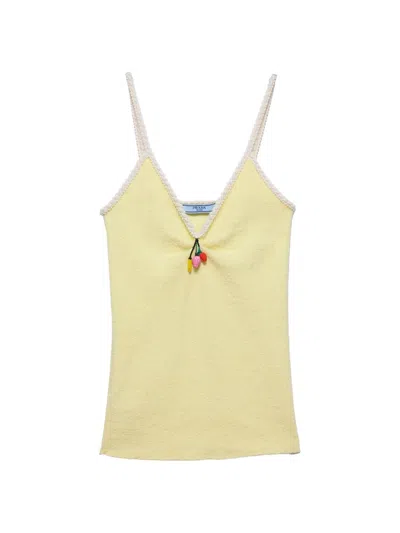 Prada Cotton Bouclé Top In Yellow