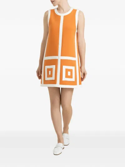 Alexis Estara Geometric-pattern Mini Dress In Orange