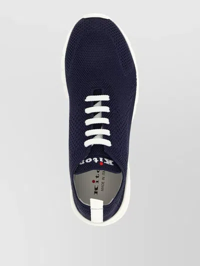Kiton Fits Lace Up Sneakers Mesh Pull Tab In Blue