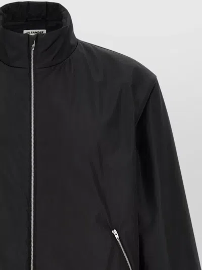 Jil Sander Polyester Jacket High Collar Elastic Cuffs In Black