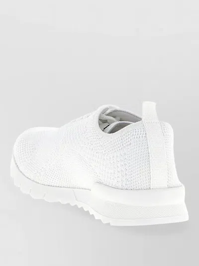 Kiton Knit Sneakers Breathable Upper Pull Tab Sole In White