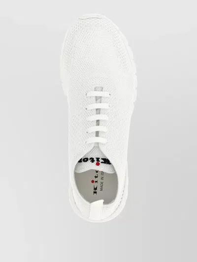 Kiton Knit Sneakers Breathable Upper Pull Tab Sole In White