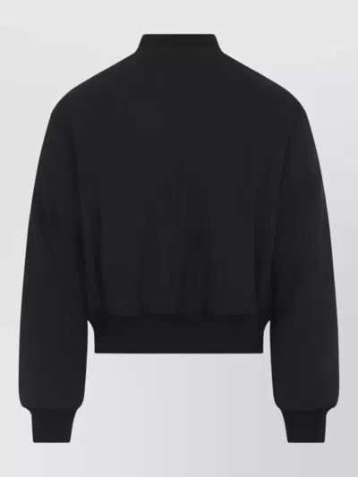 Jil Sander Cropped Wool Blend Bomber Jacket In Black