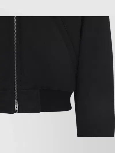 Jil Sander Cropped Wool Blend Bomber Jacket In Black