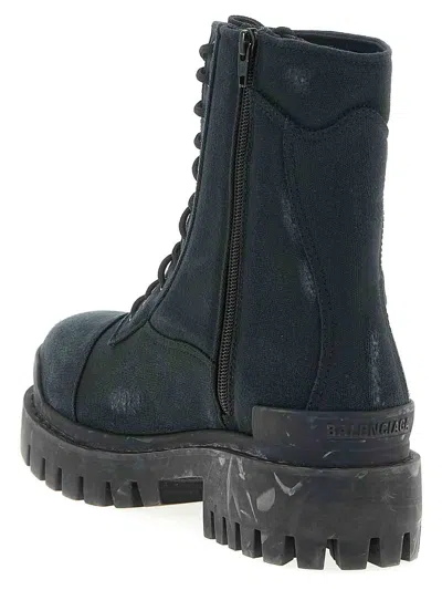 Balenciaga Black Combat Strike Cotton-canvas Boots Men In Black