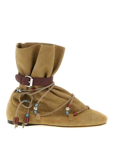 Isabel Marant Beige Solid Letiz Boots In Brown