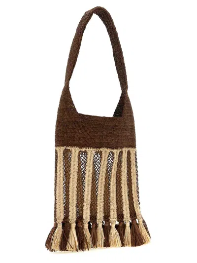 Isabel Marant Handwoven Raffia Tote Bag With Fringe And Logo Detail In Brown