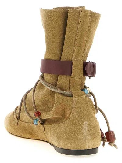 Isabel Marant Beige Solid Letiz Boots In Brown
