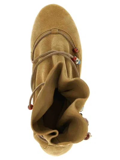 Isabel Marant Beige Solid Letiz Boots In Brown