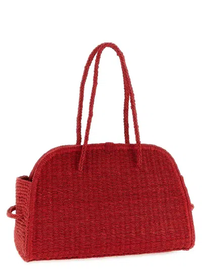 Jacquemus Medium Le Turismo Raffia Shoulder Bag In Burgundy