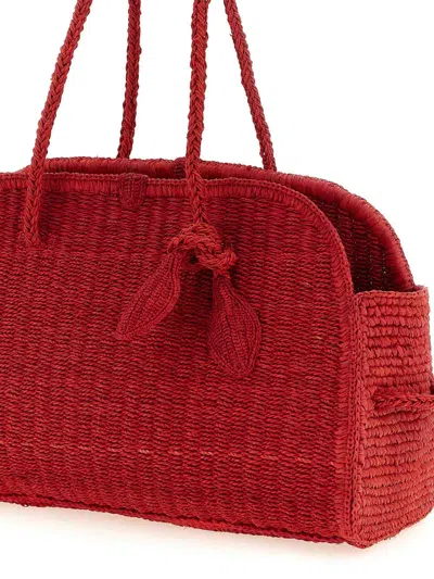 Jacquemus Medium Le Turismo Raffia Shoulder Bag In Burgundy