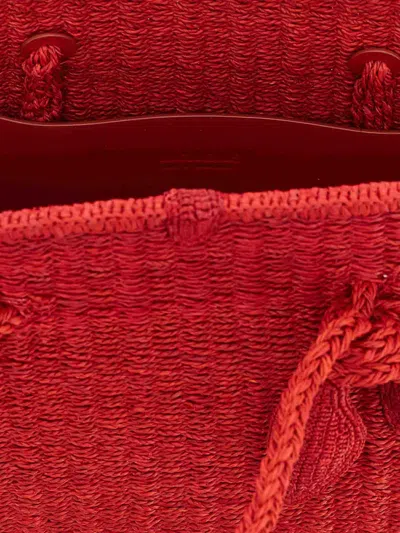 Jacquemus Medium Le Turismo Raffia Shoulder Bag In Burgundy