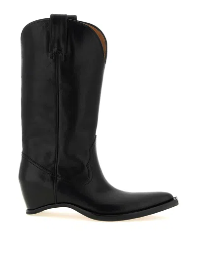 Maison Margiela Heel-less Western Leather Boots In Black