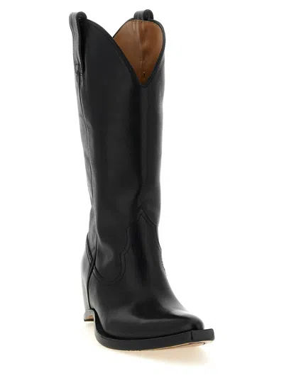 Maison Margiela Heel-less Western Leather Boots In Black