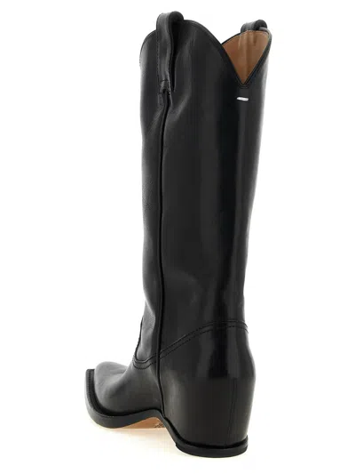 Maison Margiela Heel-less Western Leather Boots In Black