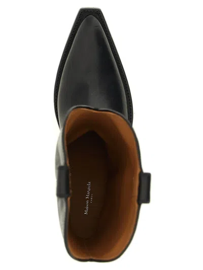 Maison Margiela Heel-less Western Leather Boots In Black