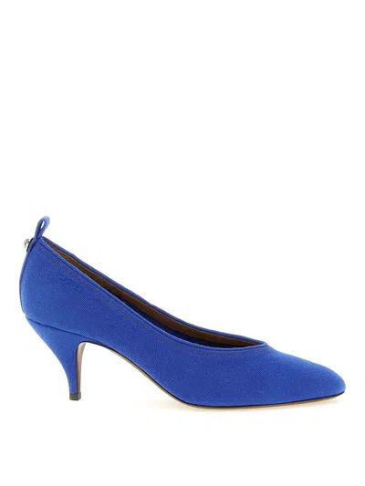Versace Chic Medium Heeled Pointed Toe Pumps In Blue