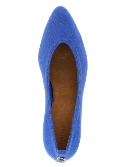 Versace Chic Medium Heeled Pointed Toe Pumps In Blue