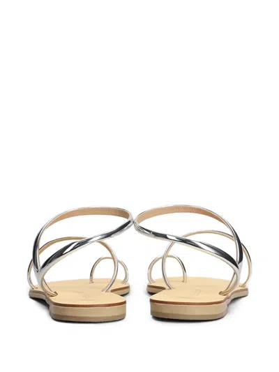 Nicolas Lainas Leather Flat Sandals In Silver