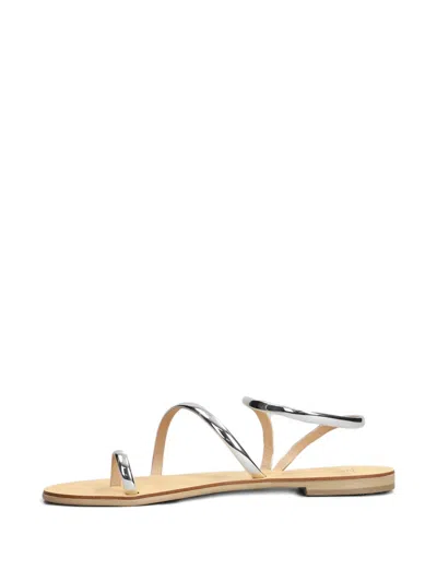 Nicolas Lainas Leather Flat Sandals In Silver