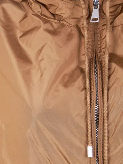 Semicouture Hooded Longline Parka Jacket Drawstring Hem In Brown