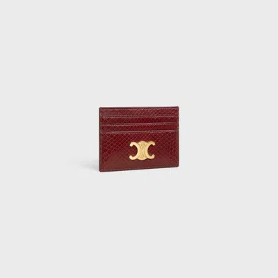 Celine Card Holder Triomphe In Python In Red