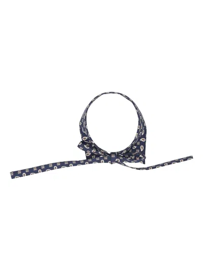 Max Mara Silk Patterned Collar In Blue