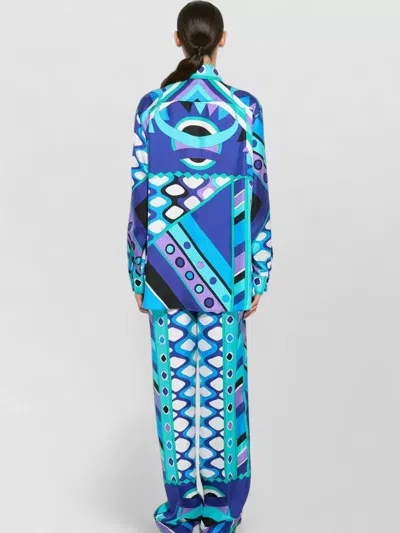 Pucci Vivara Silk Shirt Geometric Pattern In Multi