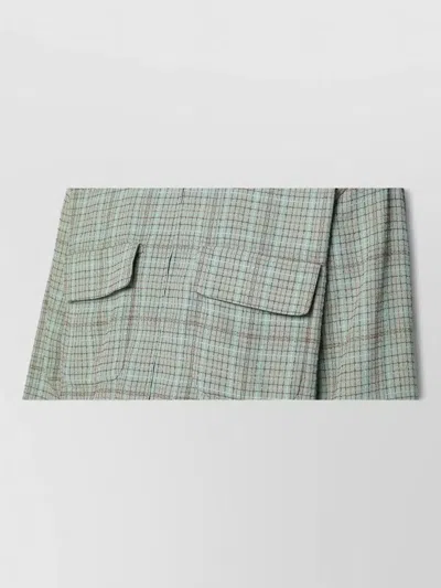 Needles Checked Jacket Collared Neck Chest Pockets In Green
