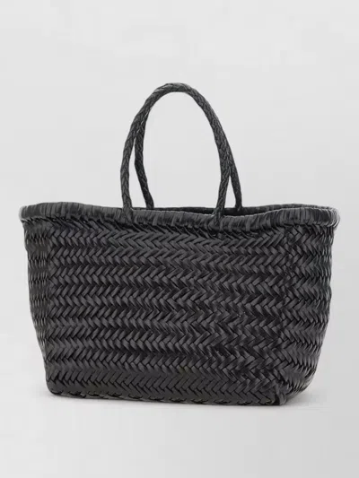 Dragon Diffusion Rectangular Beach Bag Woven Dual Handles In Black