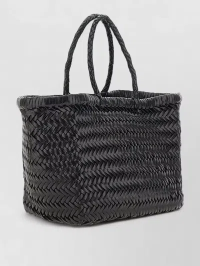 Dragon Diffusion Rectangular Beach Bag Woven Dual Handles In Black