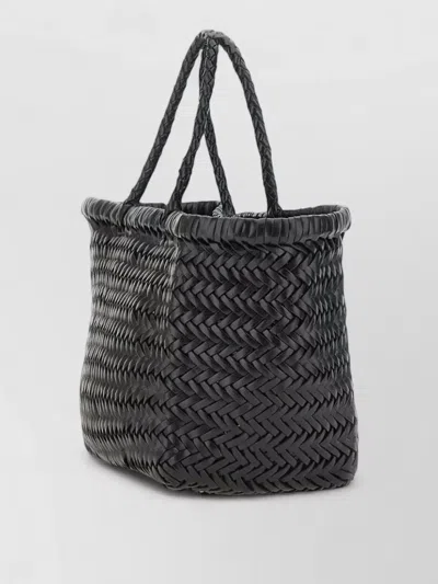 Dragon Diffusion Rectangular Beach Bag Woven Dual Handles In Black