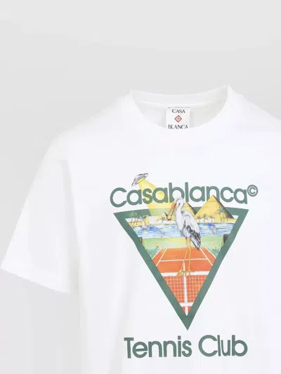 Casablanca Tennis Club Short Sleeve Cotton T Shirt In White