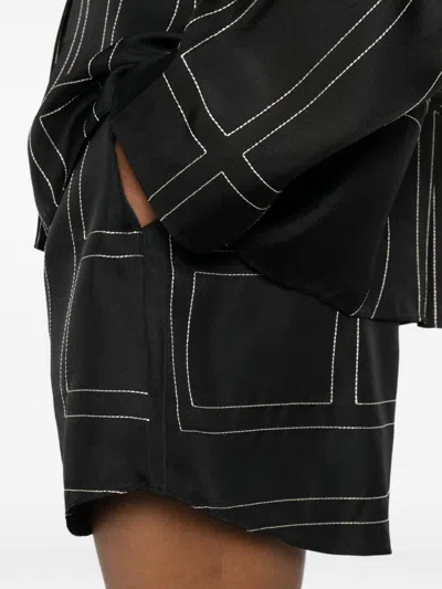 Totême Black Monogram Silk Pj Shorts In Black