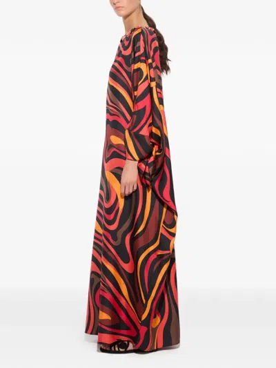 Pucci Marmo-print Embroidered Kaftan In Multi