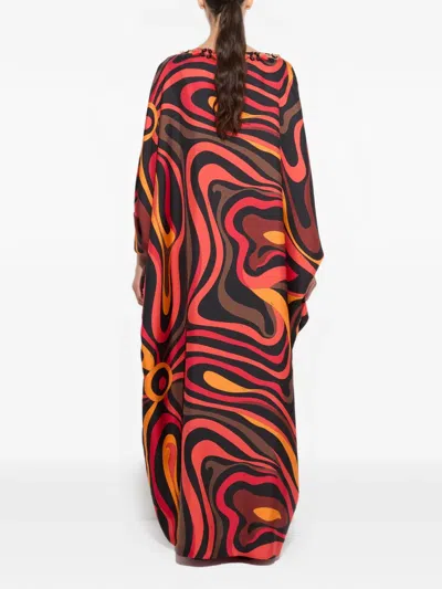 Pucci Marmo-print Embroidered Kaftan In Multi
